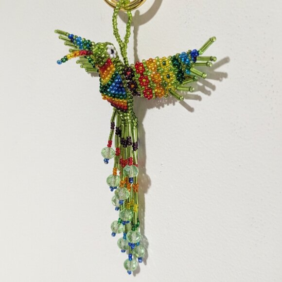 Colorful Beaded Hummingbird Accessory Bag Charm, Key Ring, Keychain Holiday Gift - Picture 3 of 5